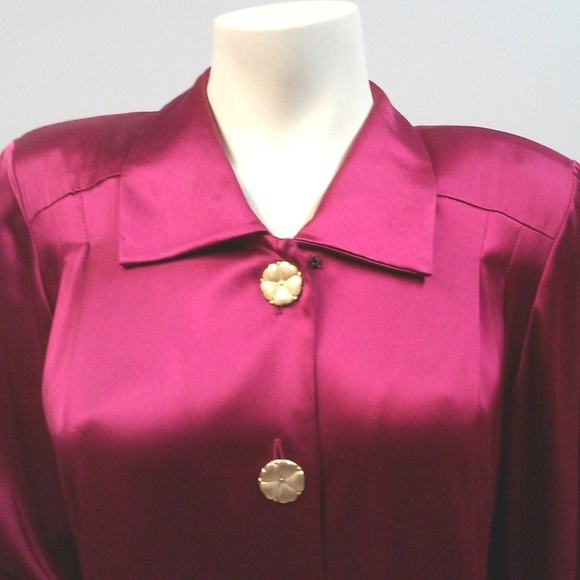 80s Satin Shirt Dress Pleated Shift Elegant Cocktail Barbiecore 10P - Picture 3 of 7